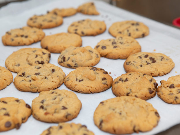 A tray of freshly-baked cookies